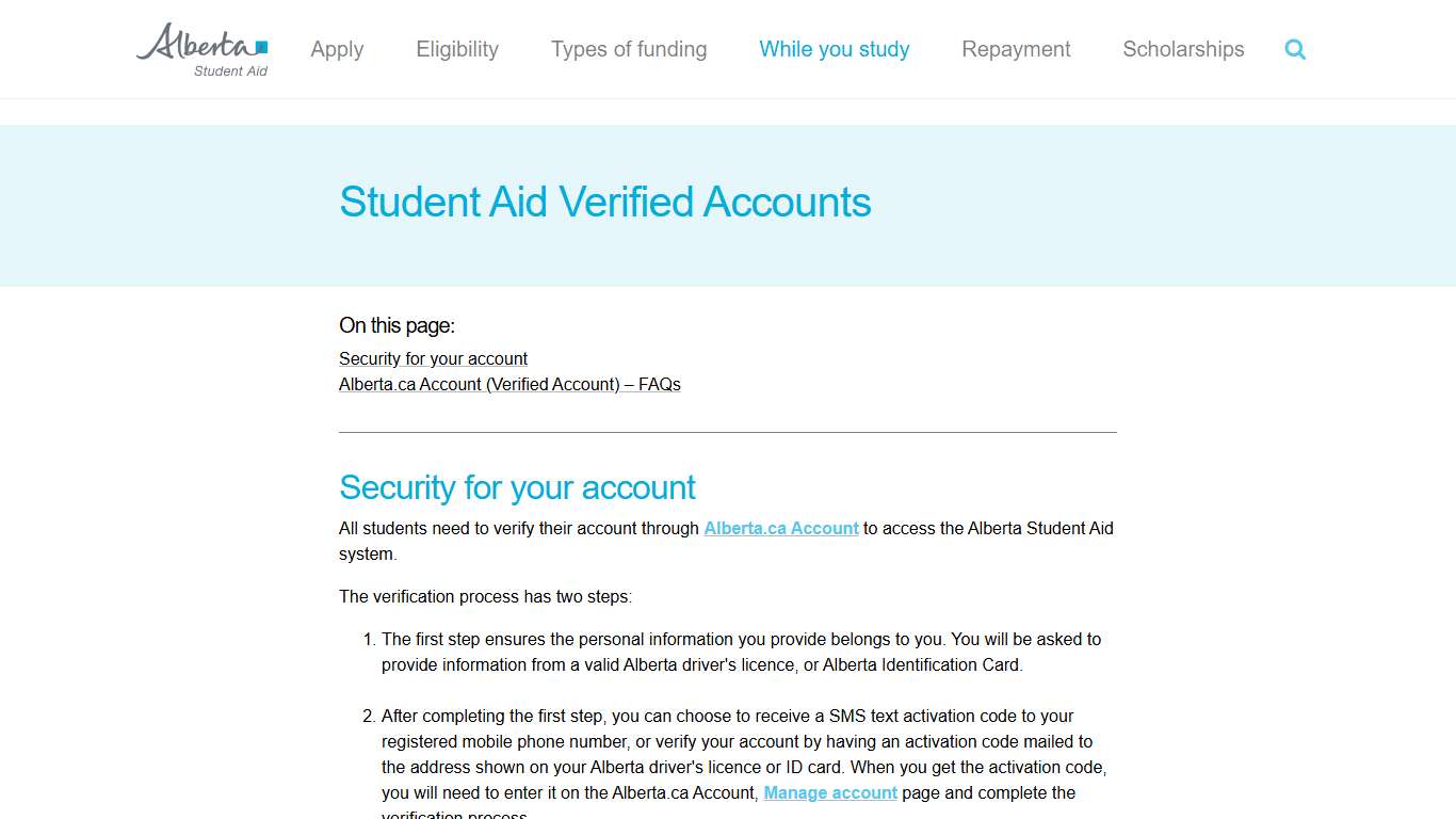 Student Aid Verified Accounts | Alberta Student Aid