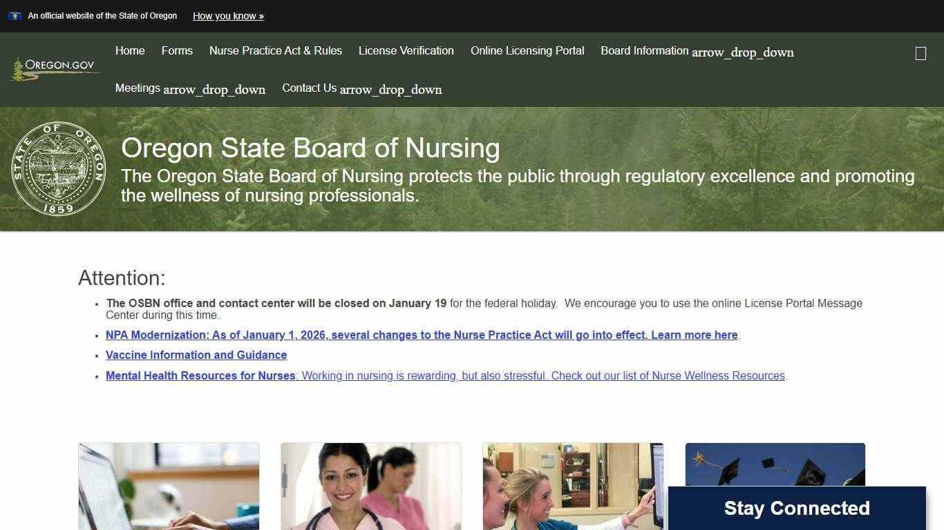 Oregon State Board of Nursing : Welcome Page : State of Oregon